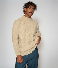 Strickjacke mit Zopfmuster in Melange