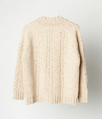 Strickjacke mit Zopfmuster in Melange