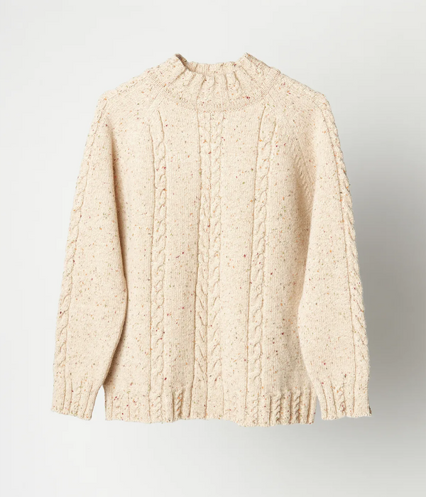 Strickjacke mit Zopfmuster in Melange
